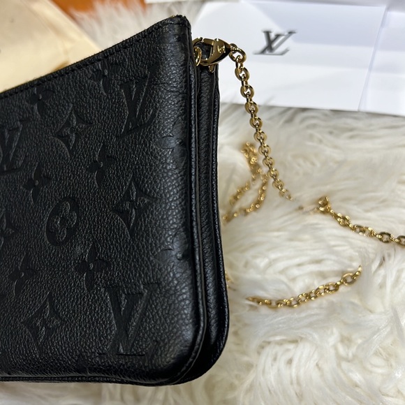 Authentic Louis Vuitton Double Pochette Empriente Noir - Picture 9 of 14